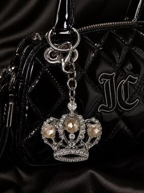 Crystal beaded crown bag charm. Silver tome Y2K vibes.